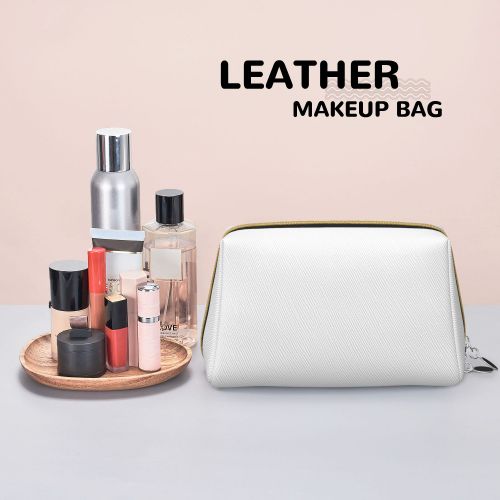 Leather portable makeup bag
